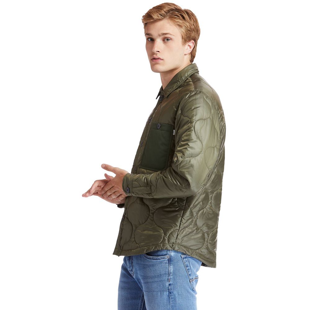 Timberland Mens Jackets Heritage Long-Sleeve Onion-Quilted Shirt - Olive - India XZ6390842